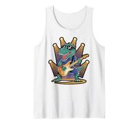 Dinosaur Playing Electric Guitar Design Tank Top