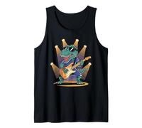 Dinosaur Playing Electric Guitar Design Tank Top
