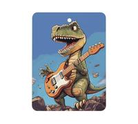 Dinosaur Playing Guitar Car Air Freshener Hanging, Long Lasting Scented Car Aromatherapy Tablets, Square Fragrance Scented Cards for Vehicles, Bedroom, Wardrobe Black-style