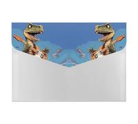 Dinosaur Playing Guitar File Folder 6-Pocket, Waterproof Accordion File Organizer with Snap Closure, Expanding Document Holder for Office, Home