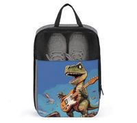 Dinosaur Playing Guitar Shoe Bag Waterproof & Breathable Shoe Pouch for Travel, Portable Carry Case for Sports Sneakers, Gym, Vacation