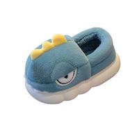 Dinosaur Plush Slippers for Kids Boys Girls Cute Fuzzy House Sliders Autumn Winter Indoor Warm Furry Soft Sole Bedroom Shoes Toddler Flat Comfortable lip n Slides (Grey, 2.5-3 Years)