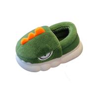 Dinosaur Plush Slippers for Kids Boys Girls Cute Fuzzy House Sliders Autumn Winter Indoor Warm Furry Soft Sole Bedroom Shoes Toddler Flat Comfortable lip n Slides (Green, 10-10.5 Years)
