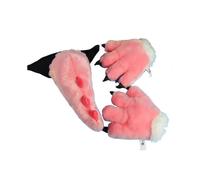 (Dinosaur powder thre) Anime Cosplay Costume Animal Paw Plush Gloves Tail Cute Ears Headband Adult Kids