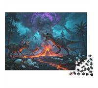 Dinosaur Prehistoric Jigsaw Puzzle 1000 Piece Recyclable Material Volcano Landscape Puzzles for Elderly Relieve Senile Dementia Fun Activity Great Gift Idea 70x50cm/1000pcs