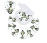 Dinosaur Print Guitar Picks 12 Pack with Guitar Organizer Storage Box Guitar Accessories Ukulele for Acoustic Guitar Bass Valentine's Day Gift