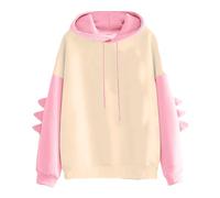 Dinosaur Print hoodies for women uk plus size Sweatshirt 3D dinosaur patchwork Hoodie Womens Long Sleeve Tops Pullover Casual Fashion Hoodies for Teens Girls Pink