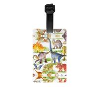 Dinosaur Print Luggage Tags with Full Back Privacy Cover - Bright Suitcase Identifier for Travel, Cruise & More