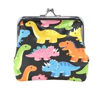 Dinosaur Print Pattern Lock Coin Purse, Microfiber Leather Vintage Clasp Change Pouch for Women, 4.52×4.13in
