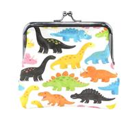 Dinosaur Print Pattern Lock Coin Purse, Microfiber Leather Vintage Clasp Change Pouch for Women, 4.52×4.13in