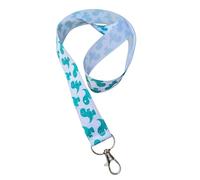 Dinosaur Print Ribbon Lanyard - Dragon 1" Grosgrain Neck Strap with Lobster Clasp - Kids Dino Badge Holder or Keychain - Individual or Bundle Pack (Green Dino on White)