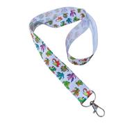 Dinosaur Print Ribbon Lanyard - Dragon 1" Grosgrain Neck Strap with Lobster Clasp - Kids Dino Badge Holder or Keychain - Individual or Bundle Pack (Dragons on White)