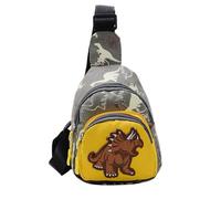 Dinosaur Print Shoulder Bag Chest Bag - Messenger Backpack for Boys and Girls Hiking Backpack, yellow, Se référer au descriptif, Refer to description