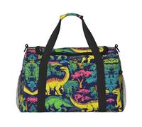 dinosaur print Weekender Overnight Carry On Bag Gym Luggage Bag Duffel Bag for Travel Women, Black, One Size