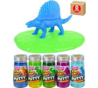 Dinosaur Putty with Hidden Collectible Figure Stretchy Crystal Slime Sensory Toy Bright Green Surprise for Kids Dinosaur Fan Fidget Novelty Collectable Play 6 Pack - Electoys