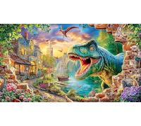dinosaur Puzzle Game 1000 Pieces Jigsaw Puzzles Impossible Hard Difficult Challenging Recycled Paper for Adults and Kids Age 12 Years Up 70x50/1000pcs