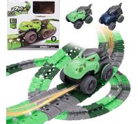 Dinosaur Race Track Set (138 PCS) - Flexible Anti-Gravity Track with Glowing Effects, STEM Toys for Ages 3-8