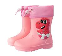 Dinosaur Rain Boots with Pull On Drawstring Closure for Kids Boy and Girl Waterproof Non-Slip Unisex Children PVC Rubber Rain Shoes Outdoors Adventures Rainboots For Primary (Red, 10 Little Child)