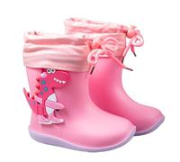 Dinosaur Rain Boots with Pull On Drawstring Closure for Kids Boy and Girl, Waterproof Non-Slip Unisex Children Wellies Wellington Rubber Rain Shoes Outdoors Non-Slip Dinosaur Rubber Shoes