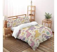 Dinosaur Rainbow Bedding Set Theme Bedspread Fun PrehistoricNature Duvet Cover Set Microfiber Quilt Cover Universal for All Seasons with Pillowcase Super King（260x220cm）