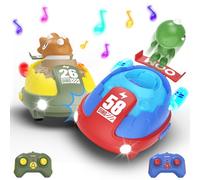 Dinosaur RC Bumper Cars, 2-Pack Ejecting Battle Cars with Light and Music for Kids and Toddlers, Perfect for Indoor Play and Gifts