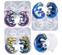Dinosaur Resin Moulds Jurassic Egg Embryo Epoxy Casting Supplies Set Pack of 4 Brachiosaurus Giganotosaurus Parasaurolophus