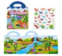 Dinosaur Reusable Sticker Book for Toddlers, 27Pcs 3D Jelly Stickers Book for 3+ Year olds, Waterproof Puffy Sticker Game Educational Sensory Learning Travel Toy, Birthday Gifts