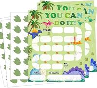 Dinosaur Reward Chart Cards with Stickers-Reusable Behavior Incentive Chart Card for Classroom, Home, Potty Training -Teacher Supplies & Student Chore Chart