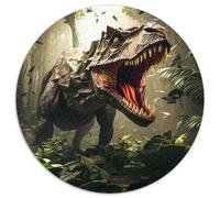 Dinosaur Roaring-Fantasy Jungle Scene 1000 Piece Jigsaws Adults Jigsaw Gifts Round Puzzles Home Decoration And Kid 1000pcs (67.5x67.5cm)