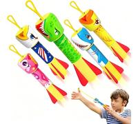 Dinosaur Rocket Launcher Toy for Kids Ages 3+, 5 Soft Foam Rockets (7.9 In), Animal Themed, STEM Learning Toy, Fun Outdoor/Indoor Sports Game, Birthday/Christmas for Boys Girls