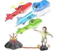 Dinosaur Rocket Launcher Toy for Kids with 3 Foam Rockets & Volcano Base, Stomp Launch up to 100 Feet