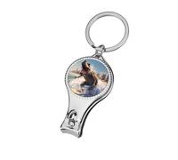 Dinosaur Rocking on The Surf Nail Clippers Sharp Sturdy Fingernail Cutters with Bottle Opener Keychain