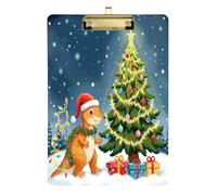 Dinosaur Santa Hat Christmas Tree mini clipboard Set Acrylic Cute for 5th Grade Classroom Essentials for Teachers Size 9 x 12