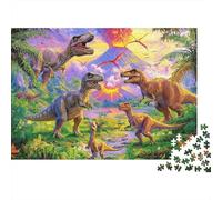 Dinosaur Scene Prehistoric 1000 Pieces Extra-Thick Cardboard DIY Jigsaw Puzzle, Cognitive Development & Rehabilitation Puzzle, Leisure Activity, Premium Quality Puzzle 38x26cm/1000pcs