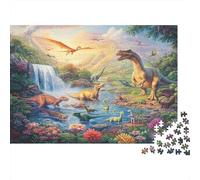 Dinosaur Scene-Prehistoric Wildlife Art 1000 Piece Jigsaws Featuring Artistic Design Personalised Jigsaws Dino Paradise That Are Impossible Hard Difficult Challenging for Home Decor 52x38cm/1000pcs