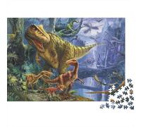 Dinosaur Scene-Prehistoric Wildlife Art 1000 Piece Jigsaws with Perfect Snap Fit Centenary Jigsaws Prehistoric Dinosaurs for A Sustainable Hobby As Wall Art Puzzle for Self-care Gifts 52x38cm/1000pcs