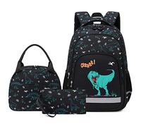 Dinosaur School Bag for Girls Boys Teens, Kids Elementary Middle School Backpack Bookbag with Insulated Lunch Bag Pencil Case