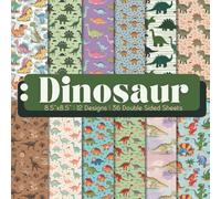 Dinosaur Scrapbook Paper Craft Pad: 12 Cute Dino Designs, 36 Double-Sided Sheets Printed on 8.5"x8.5" Size Paper. Great for Card Making, Decoration, ... Collage, DIY School Project, Album & More!