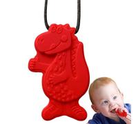 Dinosaur Sensory Chew Necklace - Silicone Teething Necklaces | Motor Biting Chewy Pendant Necklacee for Children, ADHD, Durable Toy