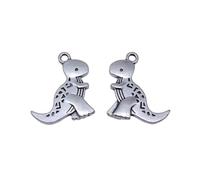 Dinosaur Series Tyrannosaurus Rex Charms For Wire Wrapping Crafts, 22.5x19.3mm, Antique Silver Color, 10 Pieces