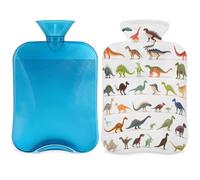 Dinosaur Set Pattern Hot Water Bottle with Cover, Dinosaur Painted 2L Hot Water Bag for Pain Relief, Neck Soft and Shoulder, Hand Feet Warmer, Hot and Cold Compress for Adult Kids