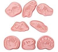 Dinosaur Shaped Cookie Set 8pcs Food Safe PP Moulds for Birthday Baking Christmas Party Decorations Kitchen Bakeware Pink