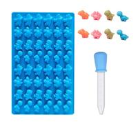 Dinosaur Shapes Silicone Chocolate Molds with 1 Dropper 48-Cavity Candy Gummy Molds Reusable Jelly Moulds for Sweets Candy Chocolate Making Cake Decorations