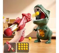Dinosaur Shooting Toy for Boys Girls, Movable Target Shooting Game with Air Pump Launcher, 12 Foam Balls, Enhancing Hand-Eye Coordination Toys Gift (A)