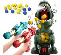Dinosaur Shooting Toys for 4 5 6 7 8 Year Old Boys, Movable Target Dinosaur Shooting Game with 2 Air Pump Gun and 24 Foam Bullets, Score Record, LED & Sound gifts for Kids 4 5 6 7 8 9 10 Years Old