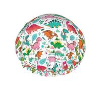 Dinosaur Shower Cap,Reusable Shower Caps for Women Long Hair,Double Layer Waterproof Bathing Shower Hat Hair Protector Elastic Band for Kids Girls Women (Dinosaur),4.3in*10.6in,16.0 Ounce
