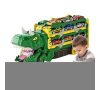Dinosaur Sieve for Boys, Dinosaur Truck Toy,Foldable Transport Truck Dinosaur Vehicle Trick | Transform Game Game with Race Track Carried Cars