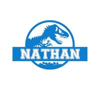 Dinosaur Sign Personalized Name Wall Decal Tyrannosaur Rex Vinyl Sticker for Kids Room Art Decor Wall Decals Large - 44x67cm
