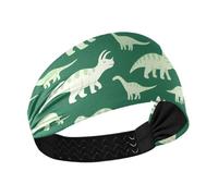Dinosaur Silhouette Triceratops Green Moisture Wicking gym headbands for women Elastic head for women for Athletic Sports Workouts Football Running diademas deportivas para mujer