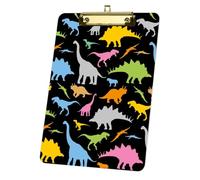 Dinosaur Silhouettes Waterproof Clipboard, Acrylic Decorative Legal Size Clip Board 9"× 12. 5" with Low Profile Metal Clip, Acrylic Clipboards for School Offoce Lady Men Women Nurses
